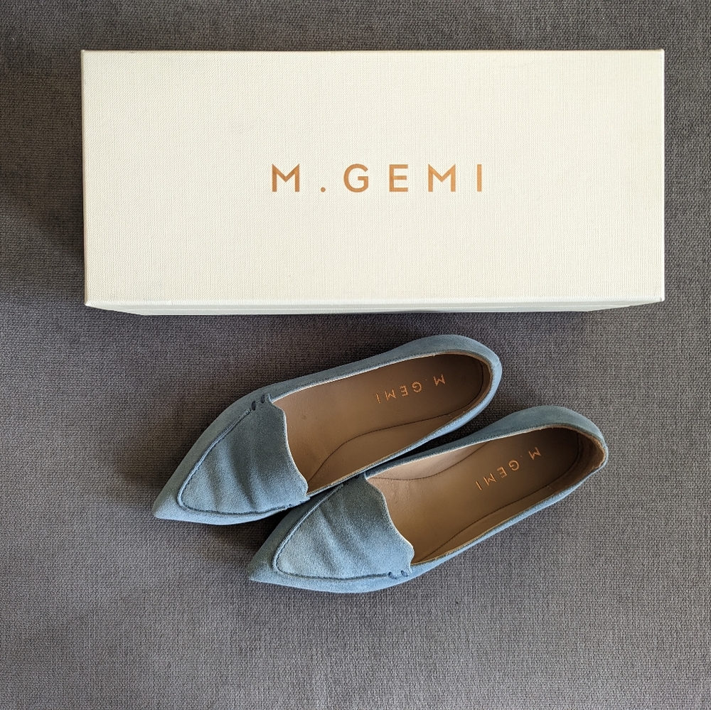 M. Gemi Stellato Sacchetto Pointy Toe Flats in Cornflower Blue Suede - Picture 4 of 5